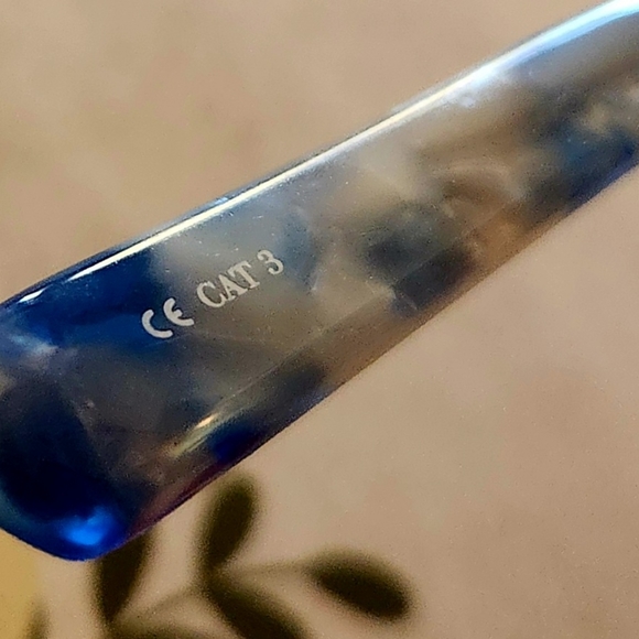 LINDA FARROW GALLERY KHALEDA RAJAB+FAHAD Cat Eye Blue Marble SUNGLASSES RARE NEW - Picture 16 of 16